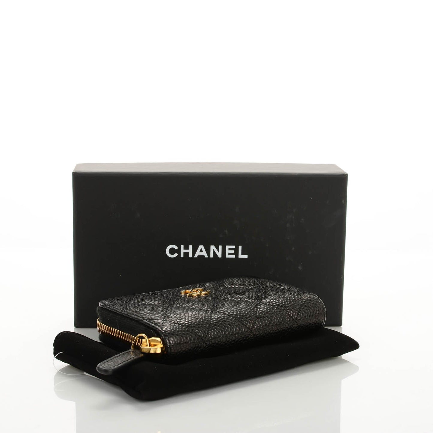 Caviar Quilted Zip Coin Purse Black