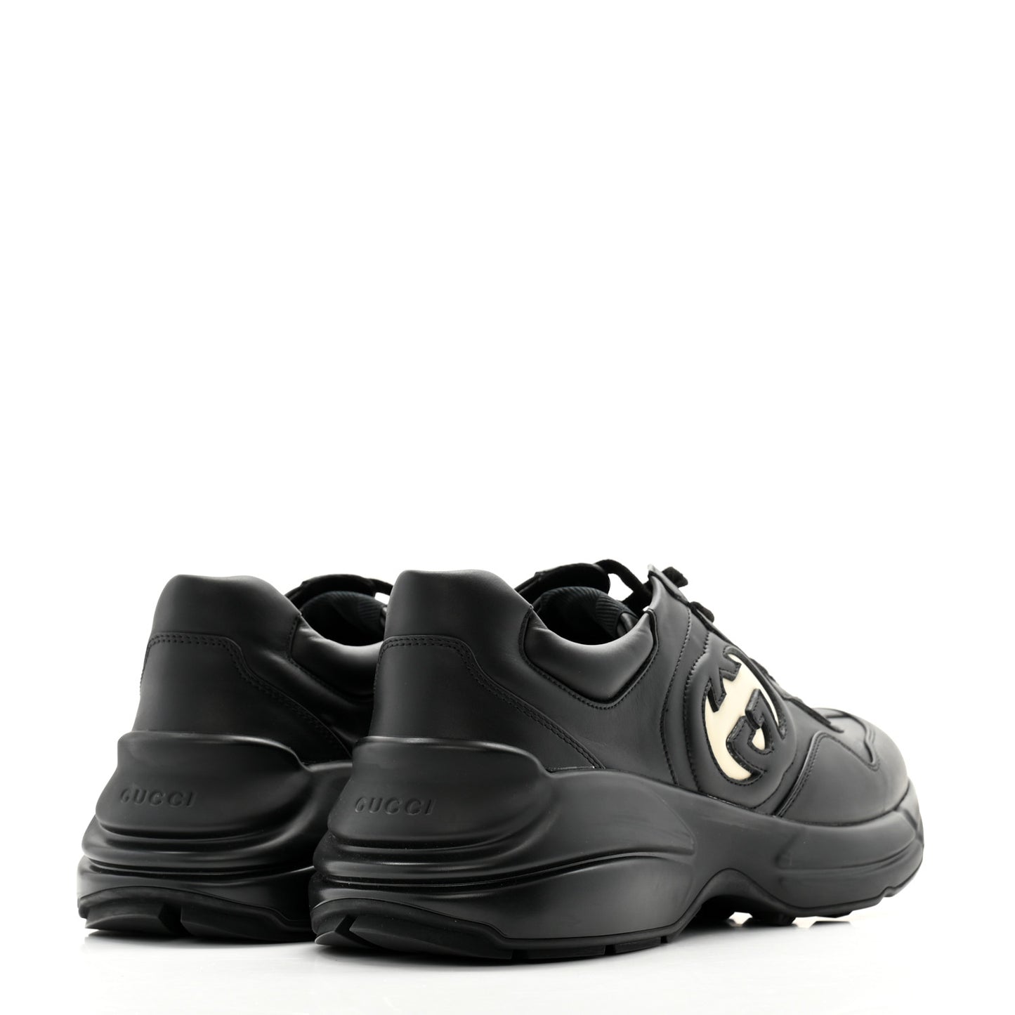 Dali Soft Calfskin Cut Out Interlocking G Mens Rhyton Sneakers 9 Black Ivoire