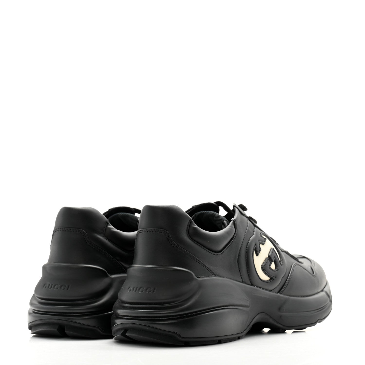 Gucci Dali Soft Calfskin Cut Out Interlocking G Mens Rhyton Sneakers 9 Black Ivoire 4 of 11