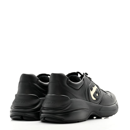 Gucci Dali Soft Calfskin Cut Out Interlocking G Mens Rhyton Sneakers 9 Black Ivoire 4 of 11