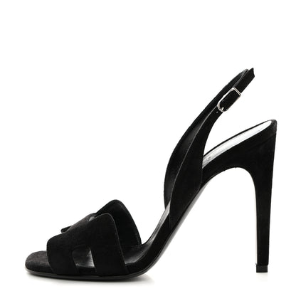 Hermes Suede Goatskin Heden 80 Sandals 38 Black 1 of 9