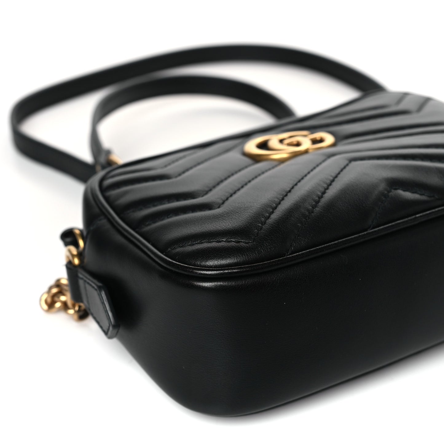 Calfskin Matelasse Mini GG Marmont Chain Shoulder Bag Black