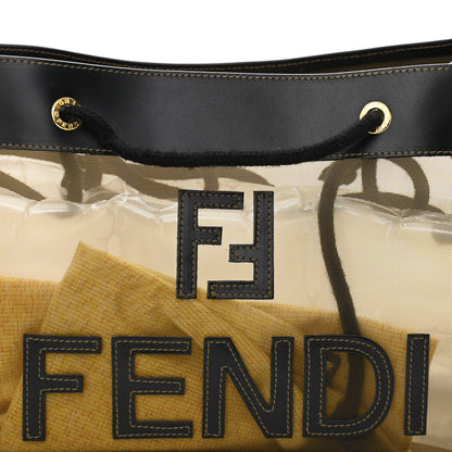 Fendi Calfskin Mesh FF Shoulder Tote Black 7 of 9