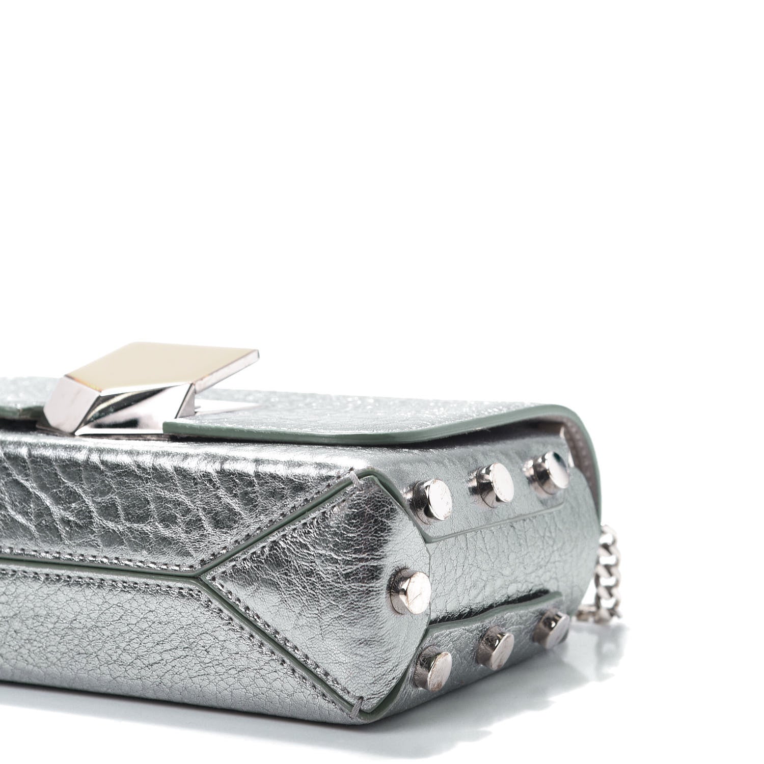 Jimmy Choo Metallic Grainy Calfskin Lockett Petite Shoulder Bag Platinum 8 of 10