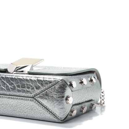 Jimmy Choo Metallic Grainy Calfskin Lockett Petite Shoulder Bag Platinum 8 of 10