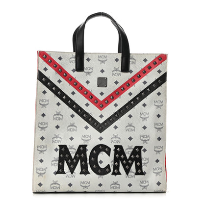 MCM X Ekocycle Visetos Studded Tote White Black 1 of 9