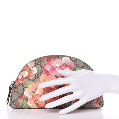 Gucci GG Supreme Monogram Blooms Large Pouch Cosmetic Case Beige Multicolor Dry Rose 2 of 9