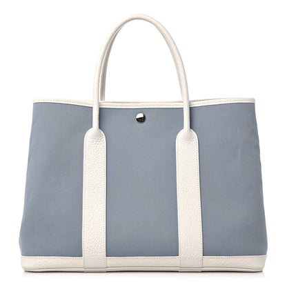 Hermes Toile Officier Negonda Garden Party Tote 36 MM Bleu Lin Craie 1 of 12