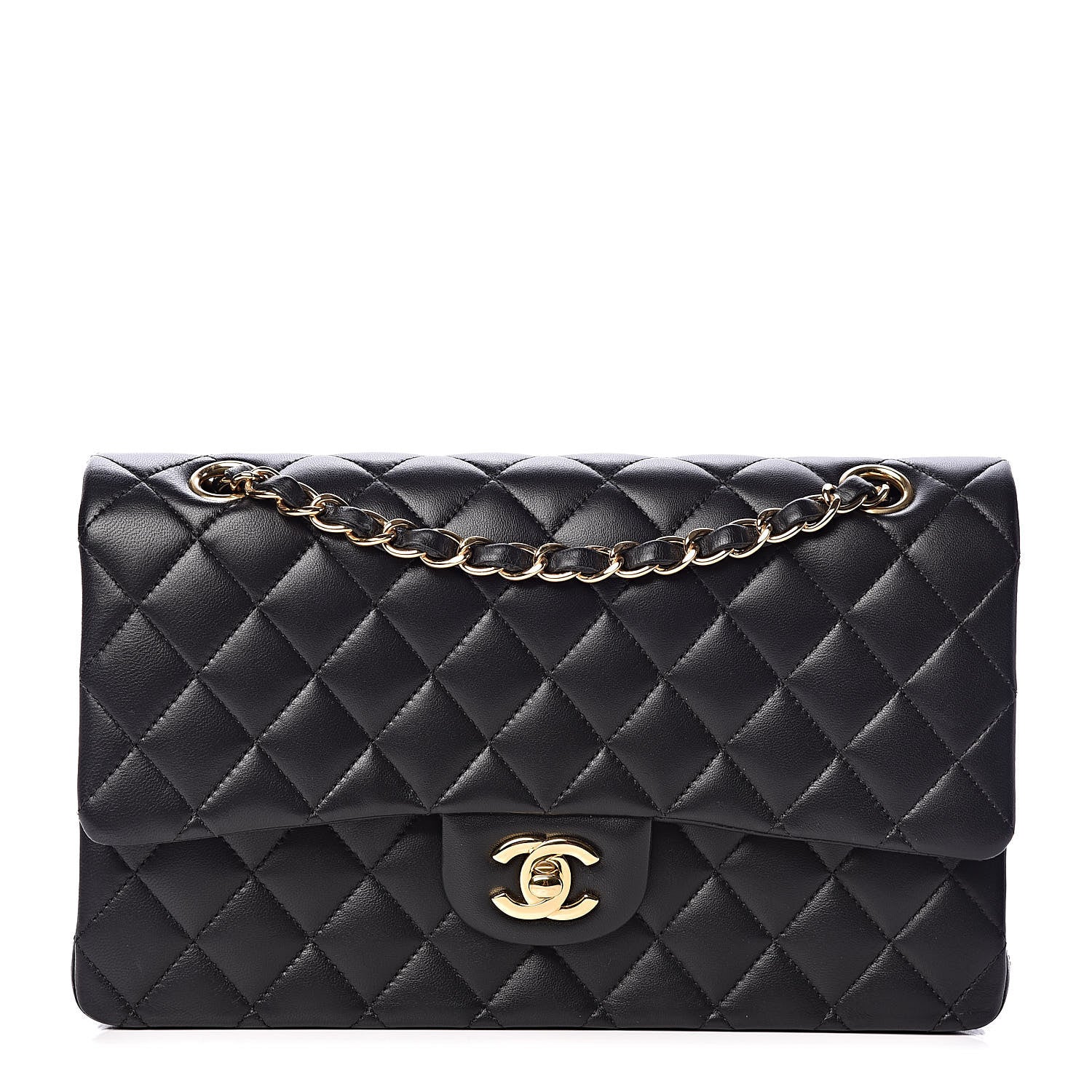 Chanel Lambskin Quilted Medium Double Flap Black 1 of 12