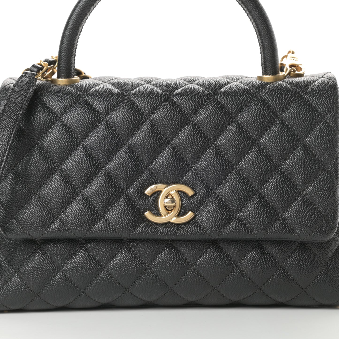 Caviar Quilted Small Coco Handle Flap Black