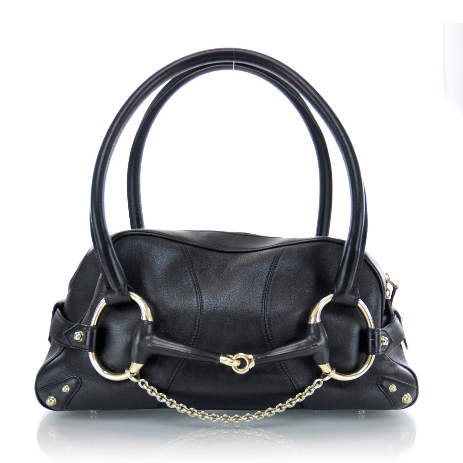 Gucci Leather Large Horsebit Chain Bag Black 1 of 9