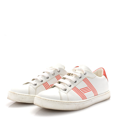 Hermes Calfskin Womens Advantage Sneakers 38 White Orange 4 of 11