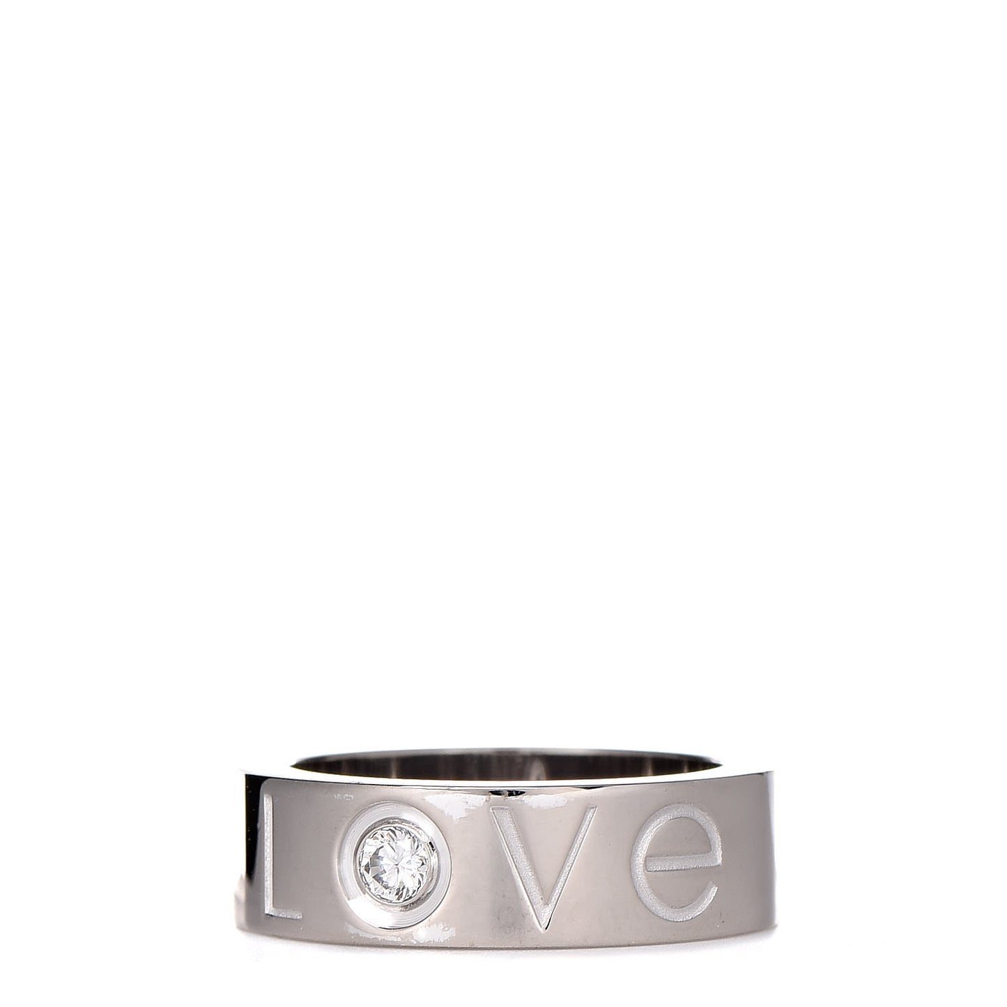 18K White Gold Diamond 5.5mm Christmas LOVE Ring 46 3.75