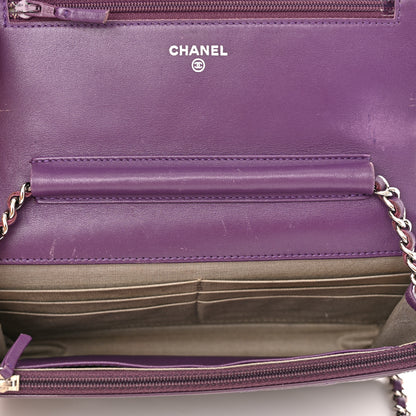 Chanel Patent Quilted Brilliant Wallet On Chain WOC Violet 5 of 13