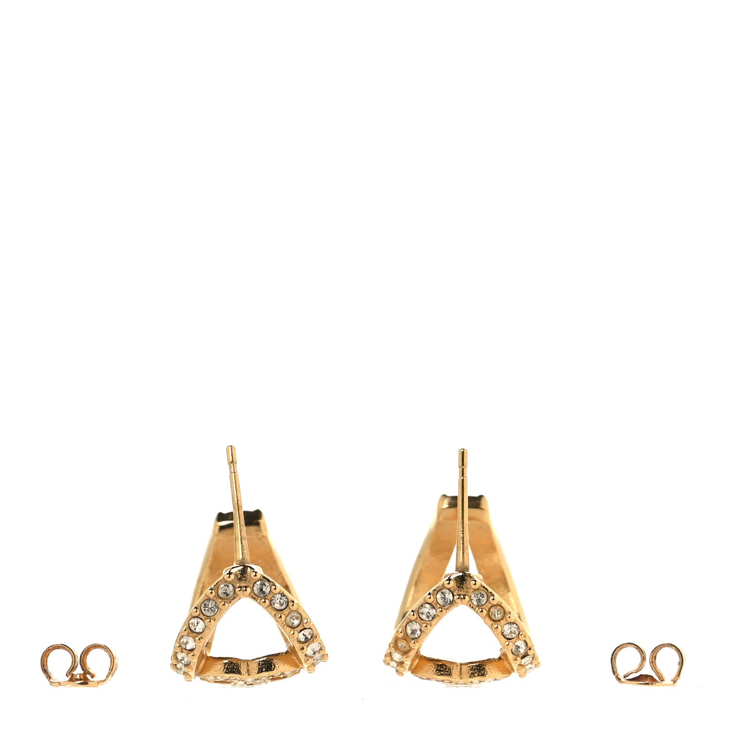 Chanel Crystal Strass CC Double Hoop Earrings Gold 3 of 6
