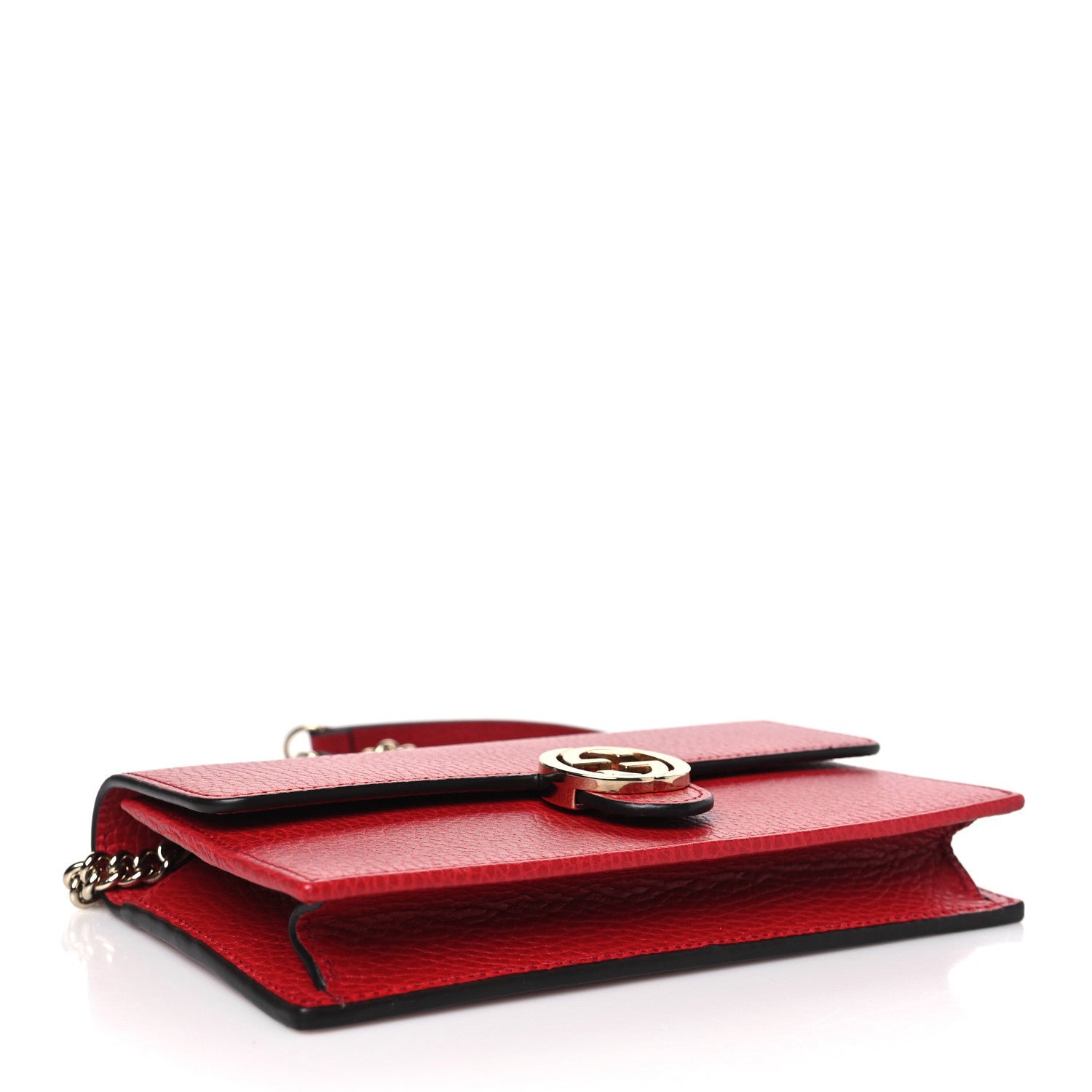 Gucci Dollar Calfskin Interlocking G Chain Wallet Red 4 of 9