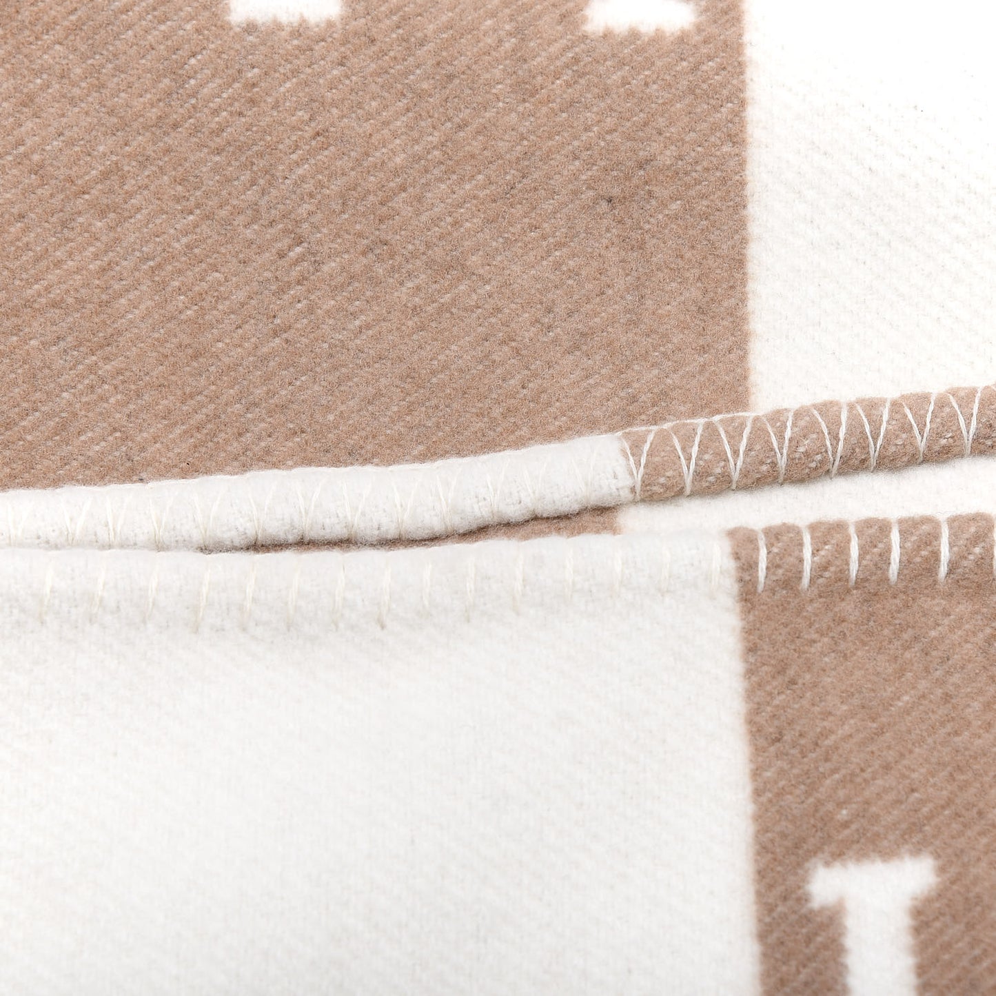 Wool Cashmere Avalon Baby Blanket Noisette Moyen White