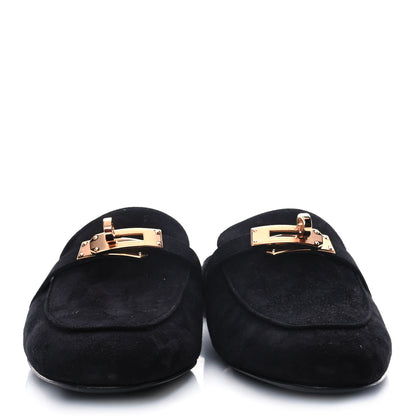 Hermes Suede Goatskin Oz Mules 38 Black 2 of 9
