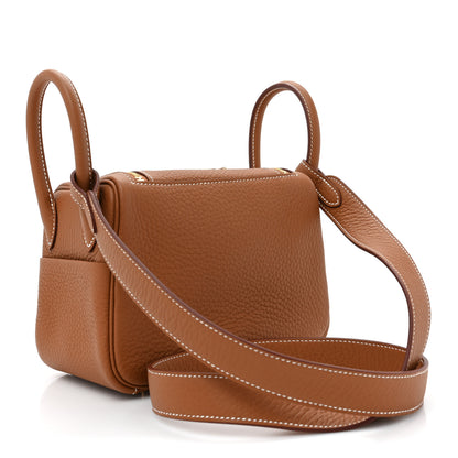 Hermes Taurillon Clemence Mini Lindy 20 Gold 3 of 10