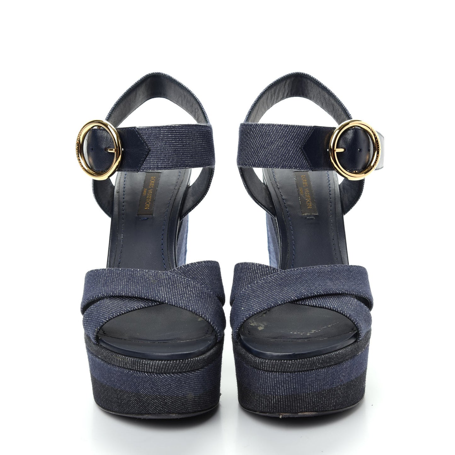 Canvas Blue Shore Wedge Sandal 36 Marine