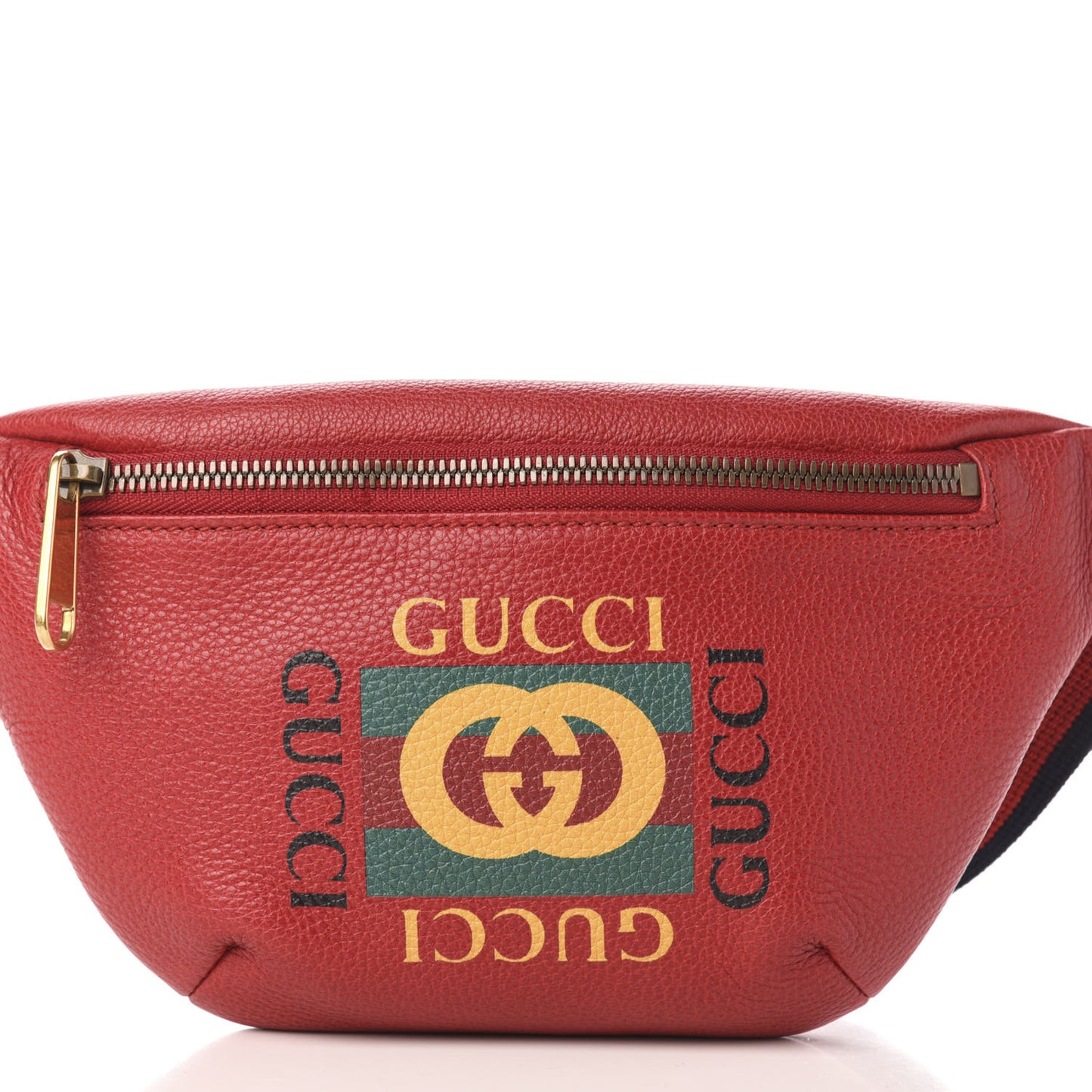 Grained Calfskin Small Logo Belt Bag Hibiscus Red