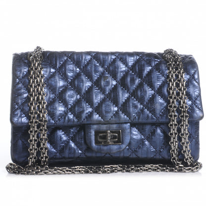 Chanel Striped Accordion Reissue Flap Metallic Blue 1 of 7
