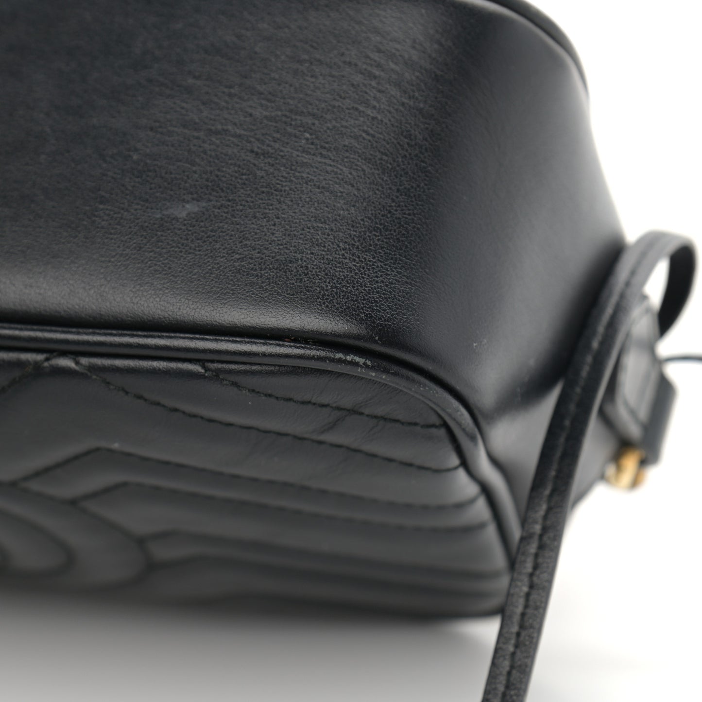 Calfskin Matelasse Small GG Marmont Chain Shoulder Bag Black