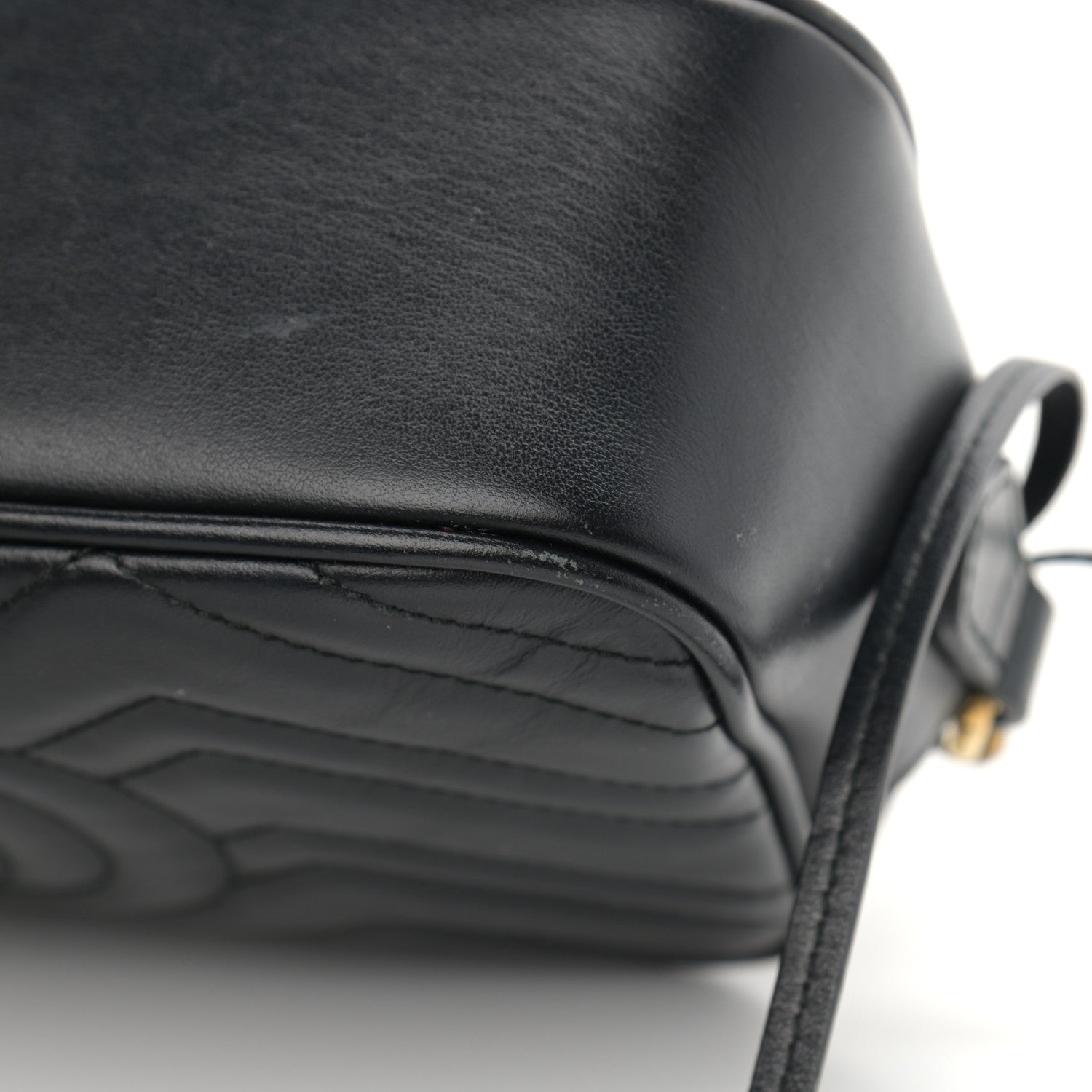 Gucci Calfskin Matelasse Small GG Marmont Chain Shoulder Bag Black 12 of 16