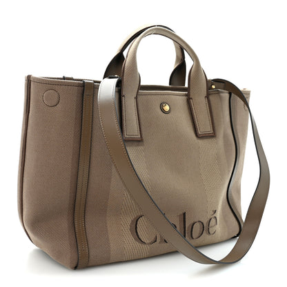 Chloe Canvas Calfskin Medium Logo Carry Tote Deep Taupe 3 of 10