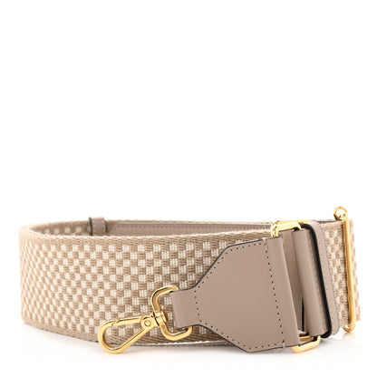 Fendi Ribbon Vitello King Logo Embossed Gingham Woven Adjustable Strap You Beige 1 of 5