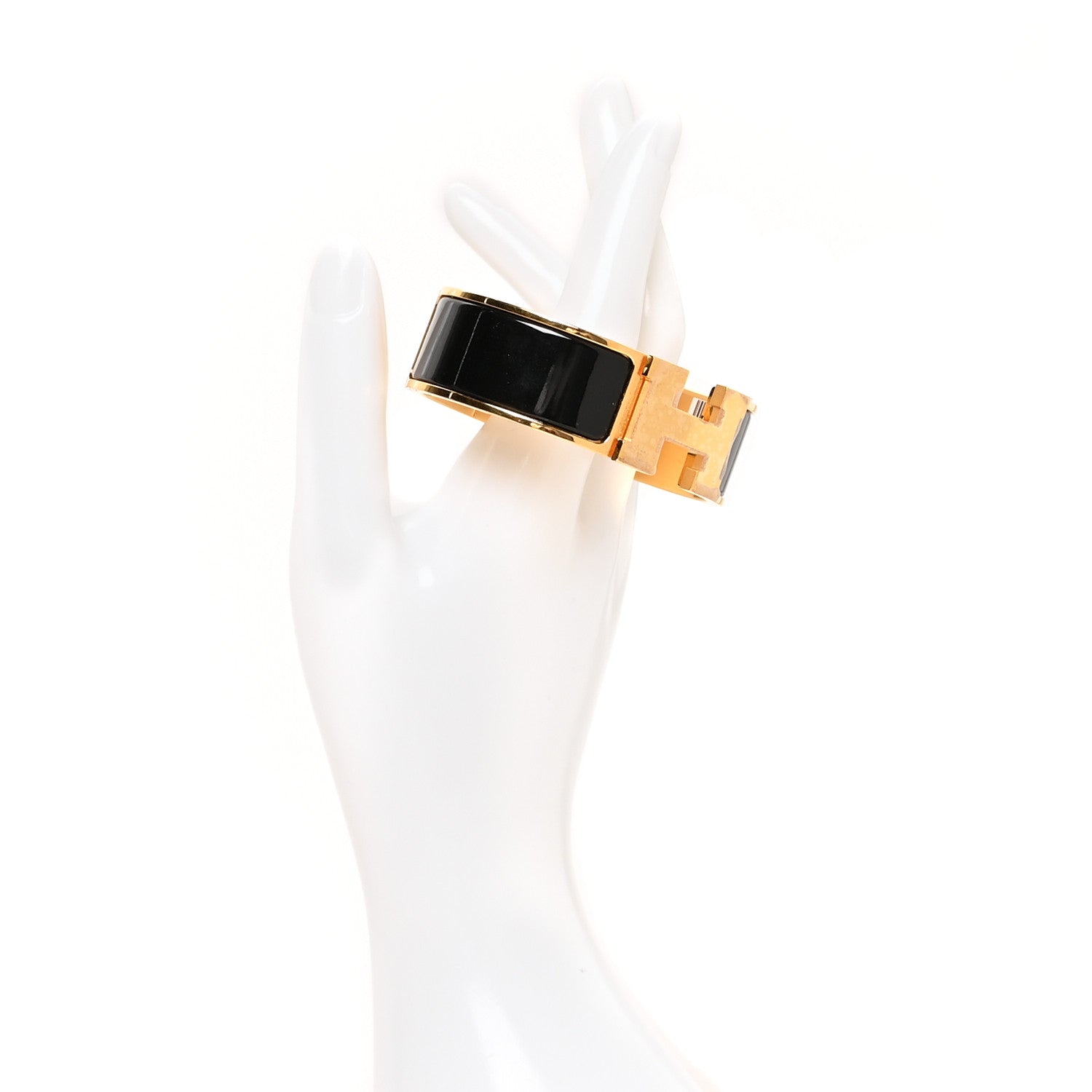 Hermes Enamel Wide Clic Clac H Bracelet GM Black 2 of 7