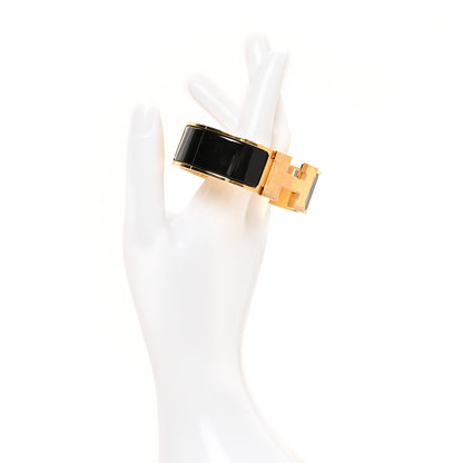 Hermes Enamel Wide Clic Clac H Bracelet GM Black 2 of 7