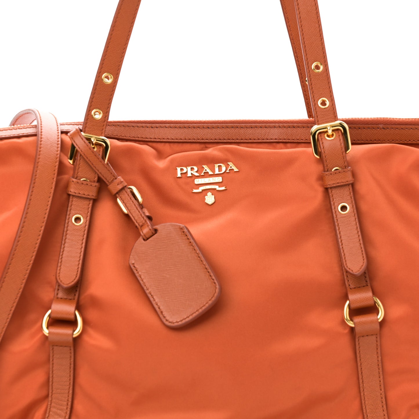 Tessuto Nylon Saffiano Tote Papaya