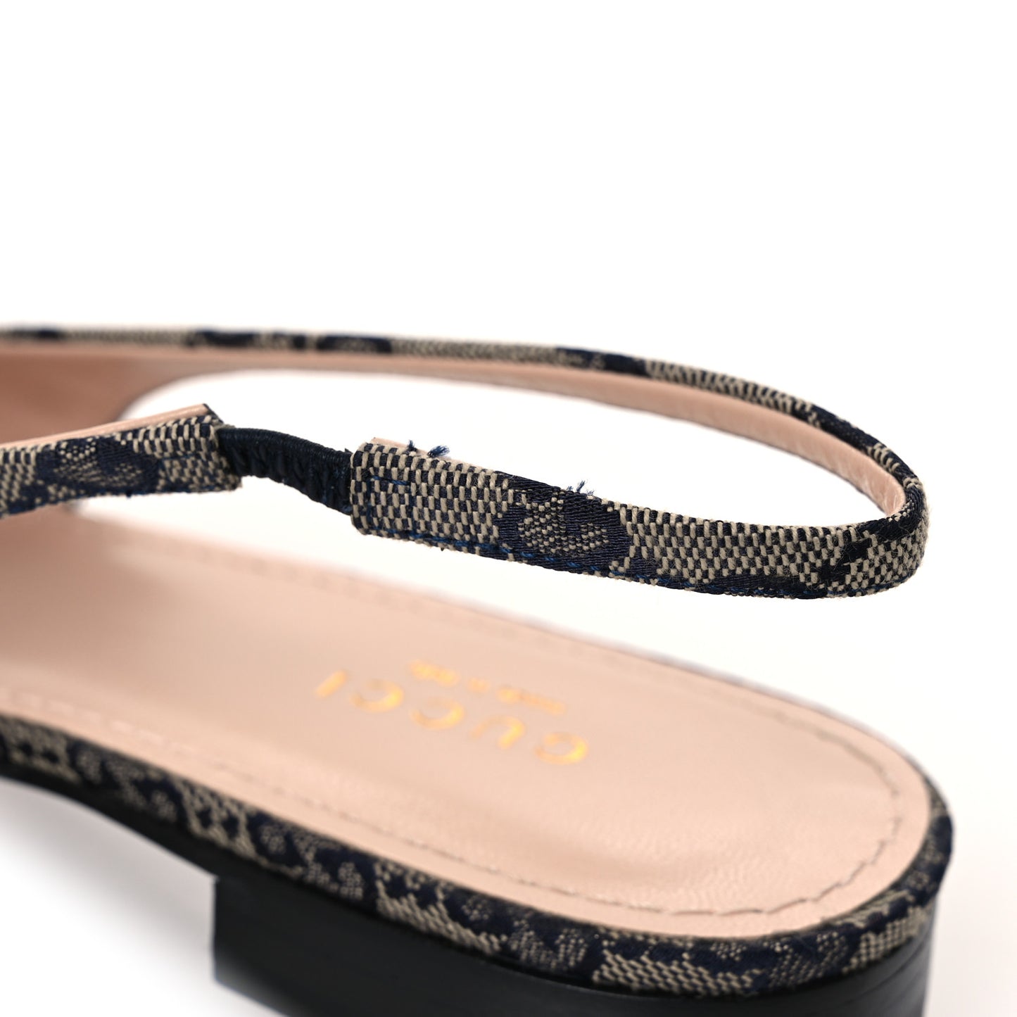 Monogram Horsebit Womens Slingback Ballet Flat 37.5 Beige Blue