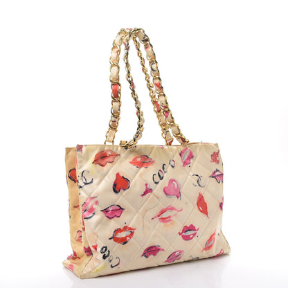 Chanel Coated Canvas Quilted Lips and Kisses Graffiti XL Tote Beige 3 of 18