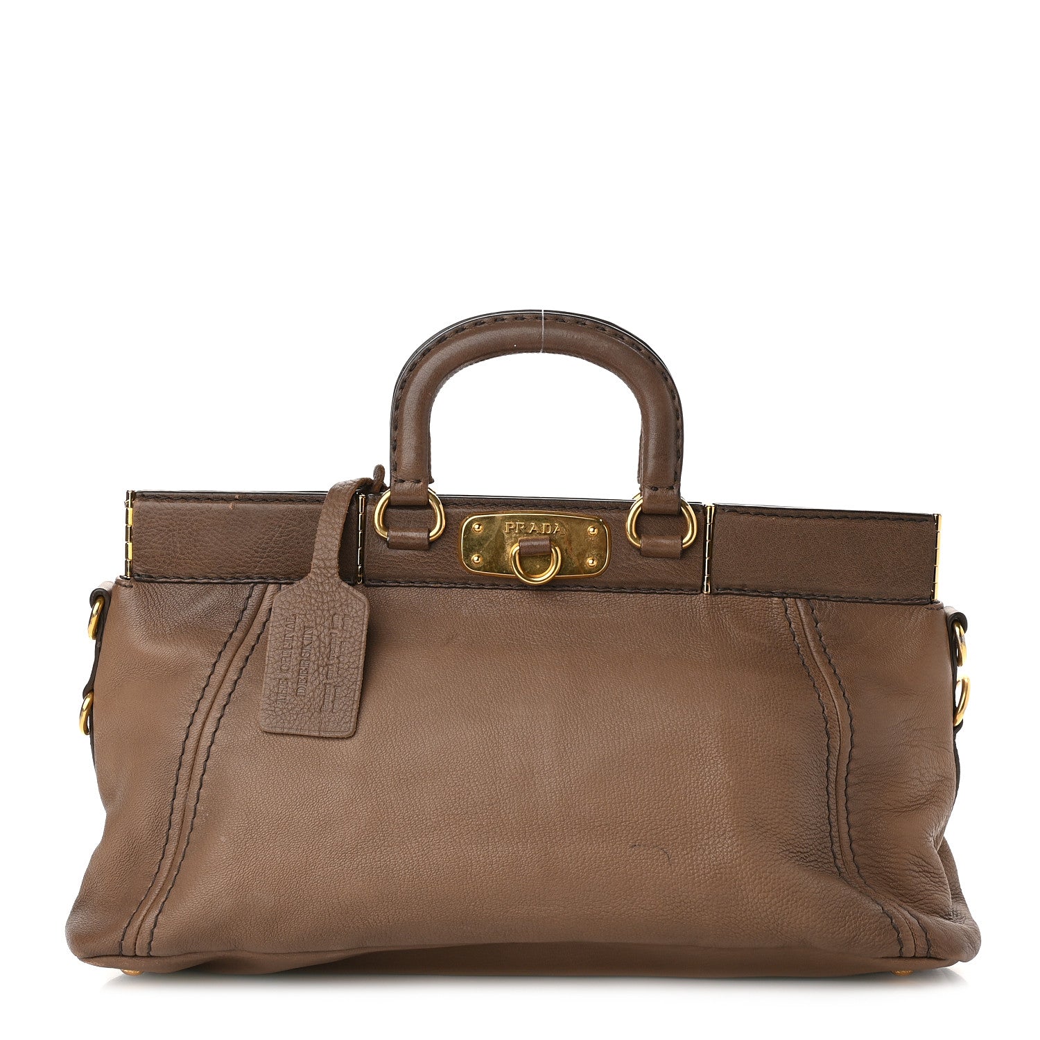 Prada Cervo Antik Top Handle Tote Brown 1 of 13
