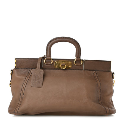 Prada Cervo Antik Top Handle Tote Brown 1 of 13
