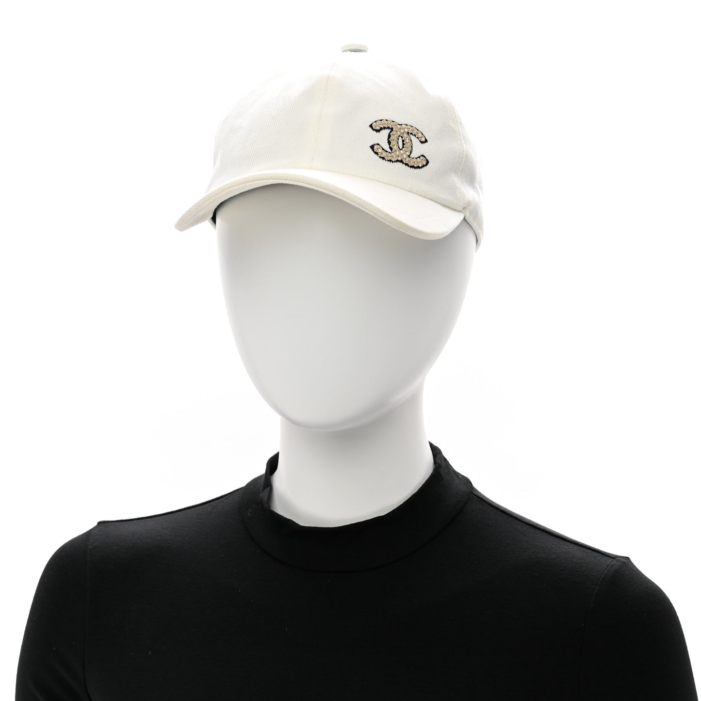 Cotton Sequin CC Cap Hat Ivory