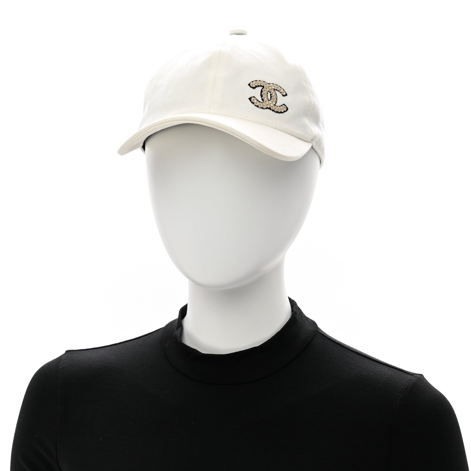 Chanel Cotton Sequin CC Cap Hat Ivory 2 of 8