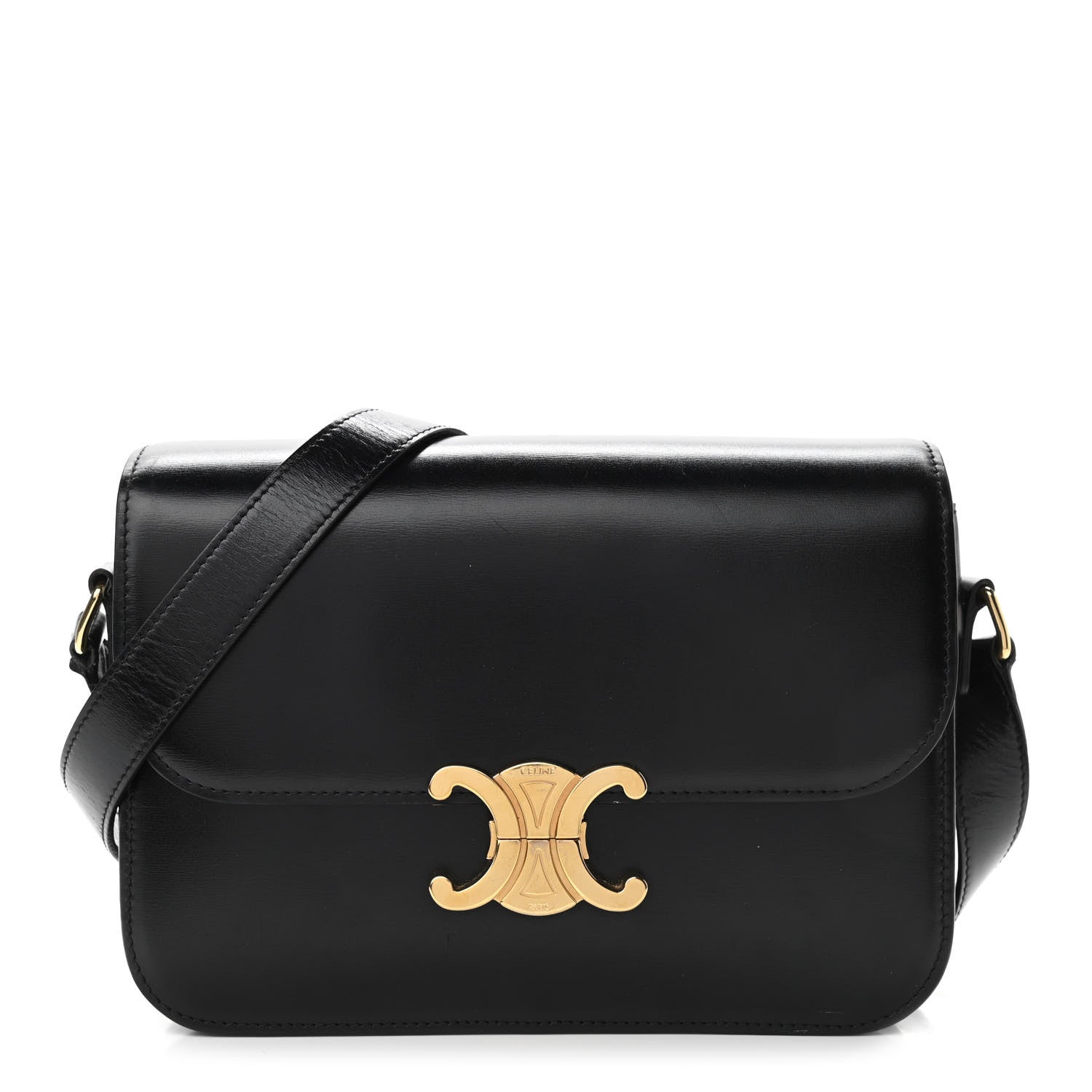 Celine Shiny Calfskin Medium Triomphe Black 1 of 11
