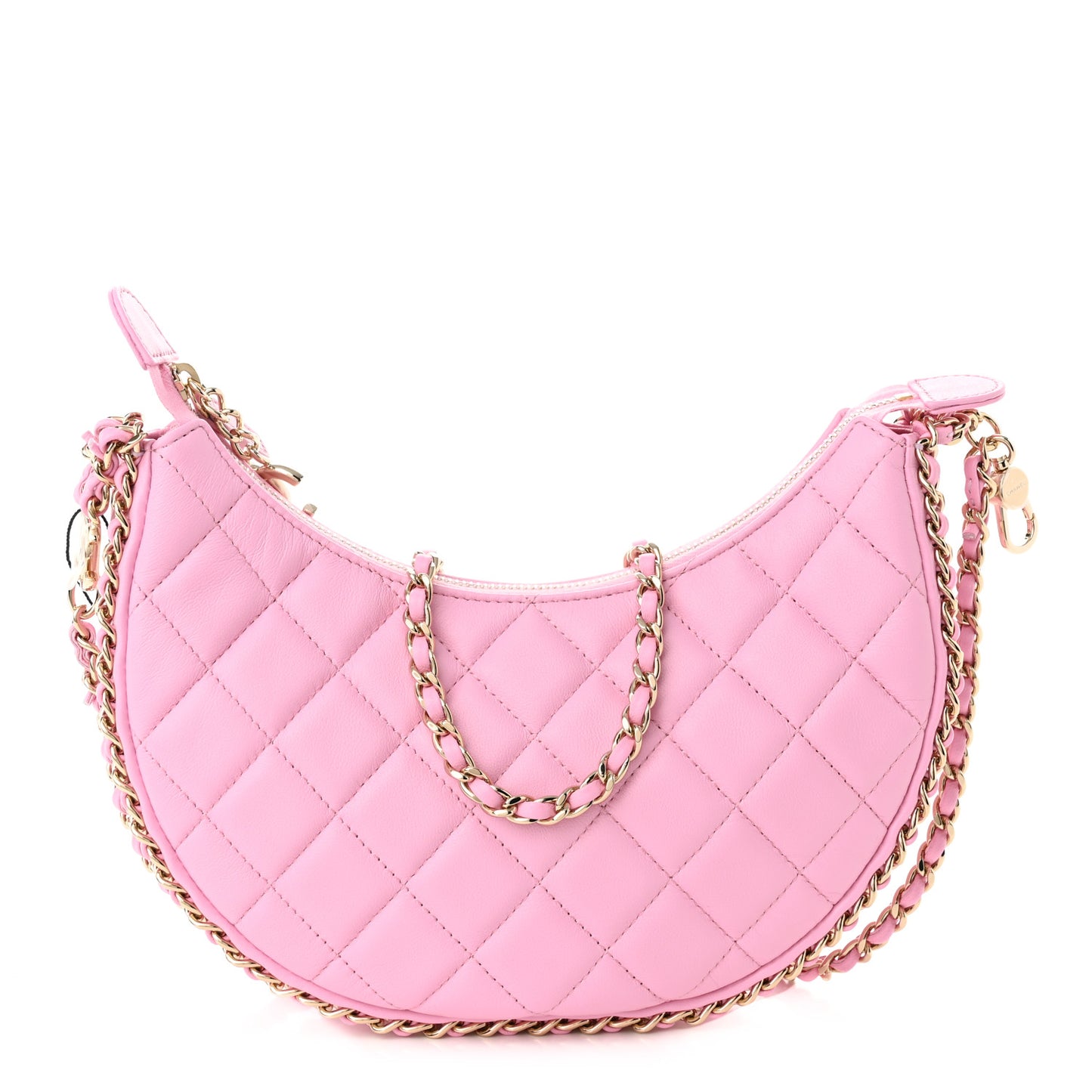 Lambskin Quilted Small Hobo Bag Pink
