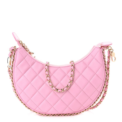Chanel Lambskin Quilted Small Hobo Bag Pink 1 of 11