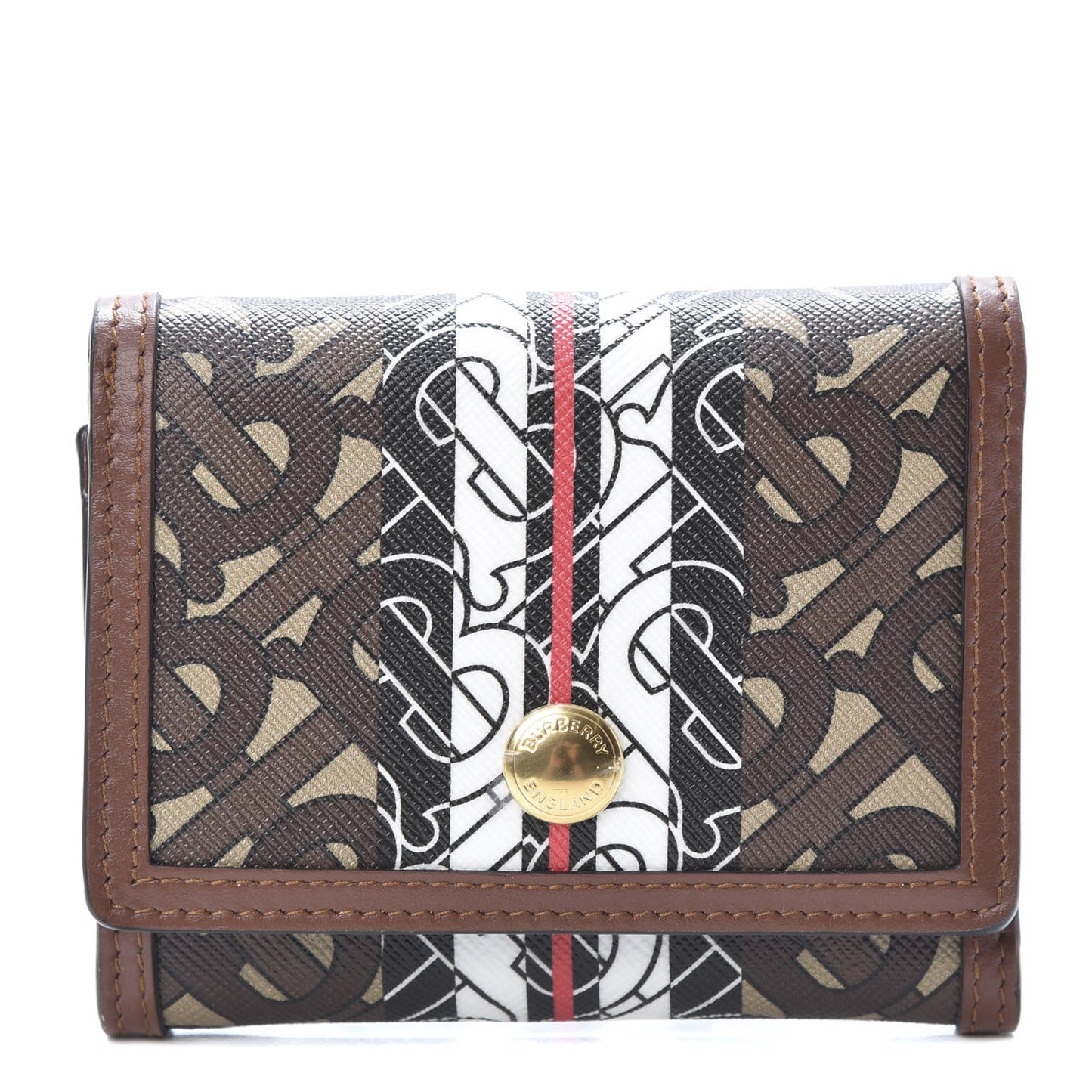 E-Canvas Monogram Stripe Small Lancaster Folding Wallet Bridle Brown