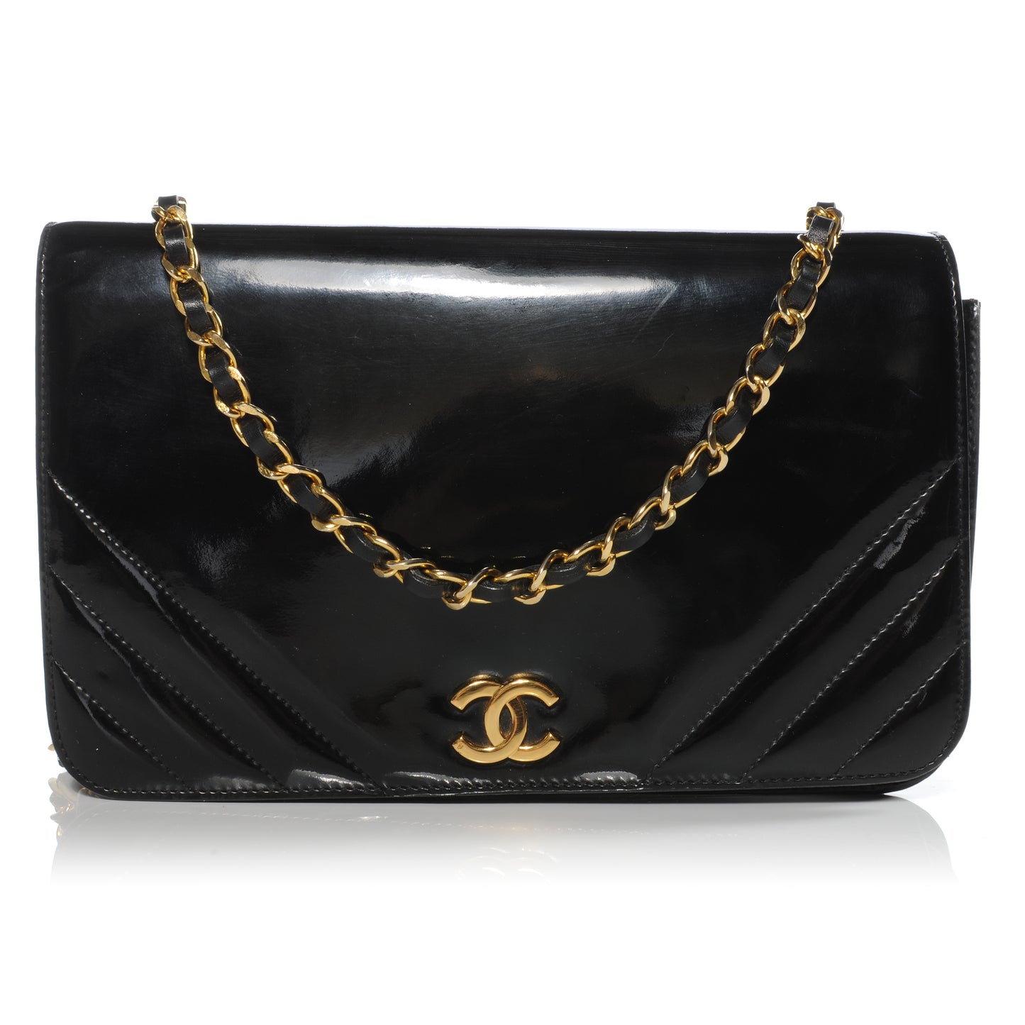Patent Small Single Flap Black