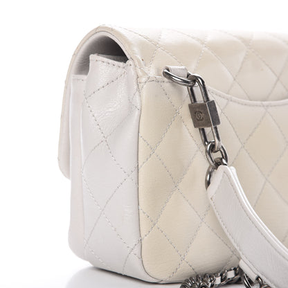 Chanel Shiny Goatskin Quilted Small Double Carry Waist Chain Flap White 13 of 15