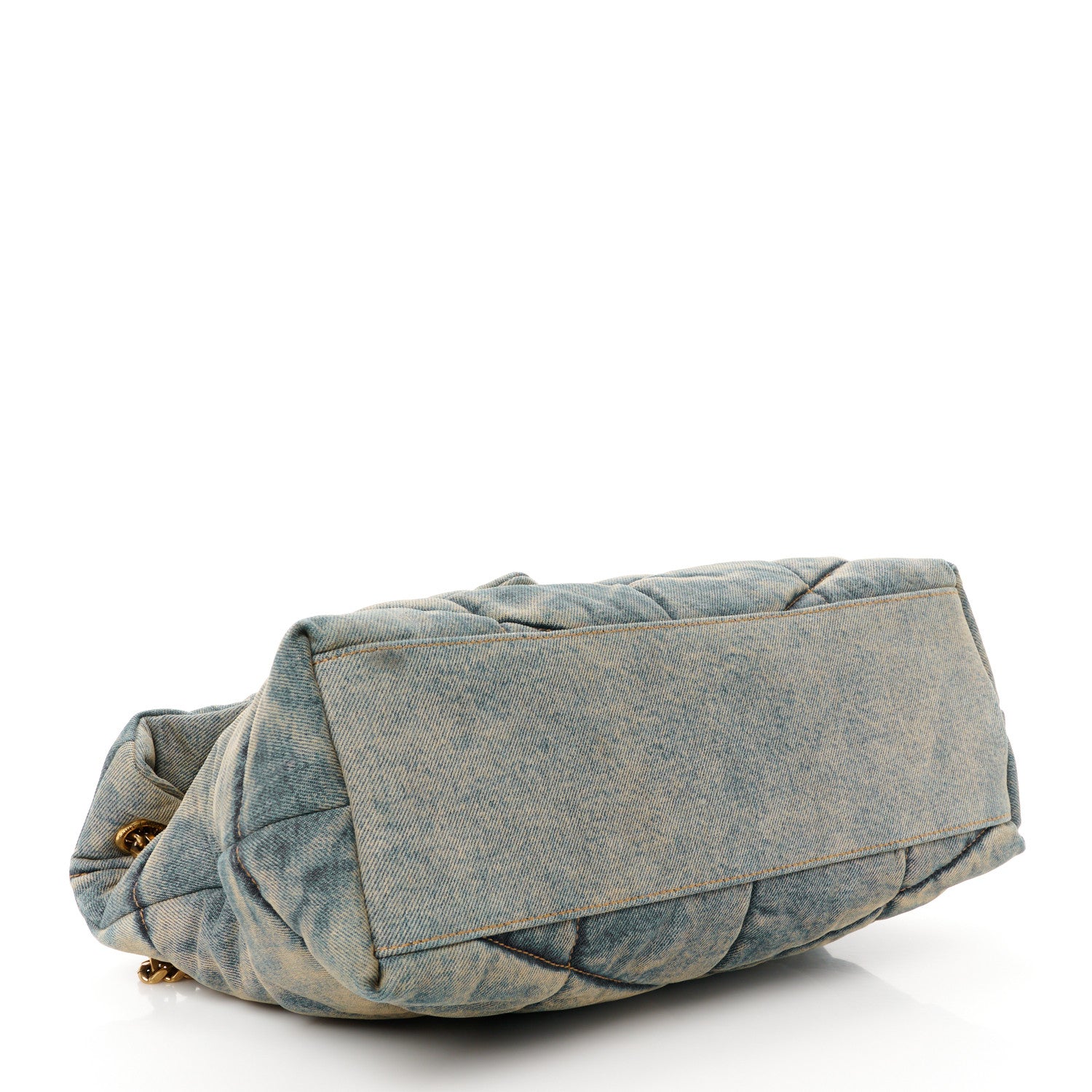 Saint Laurent Denim Quilted Medium Loulou Puffer Monogram Chain Satchel Blue Cinnamon 4 of 10