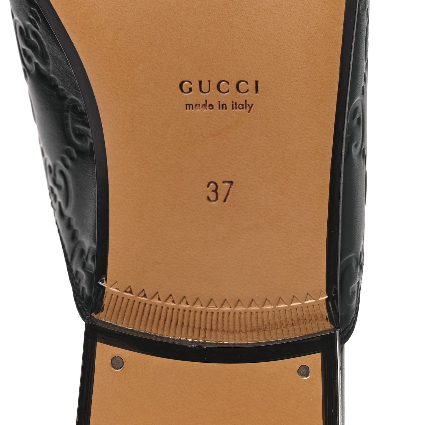 Glamour Calfskin Guccissima Womens Princetown Slippers 37 Black