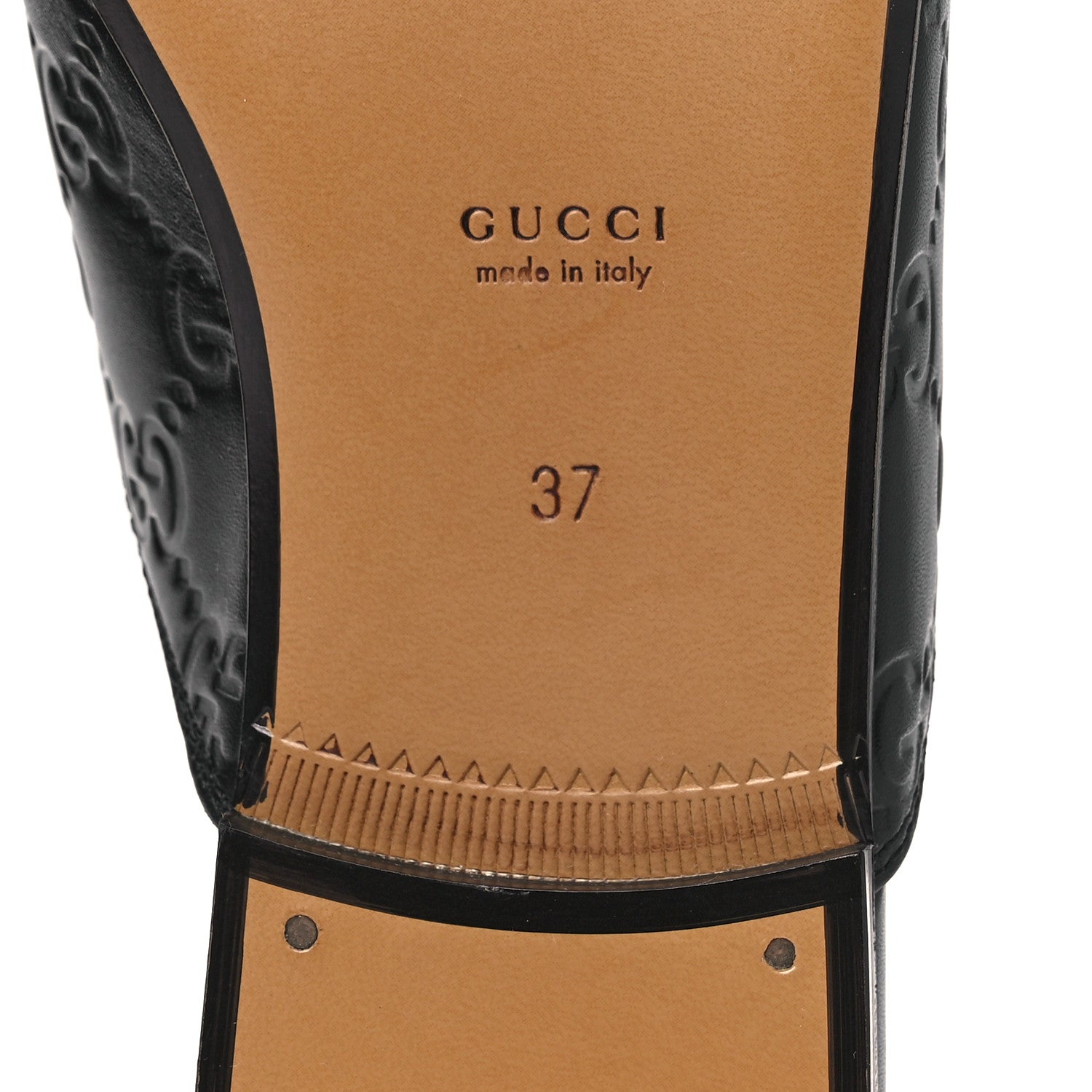 Gucci Glamour Calfskin Guccissima Womens Princetown Slippers 37 Black 9 of 11