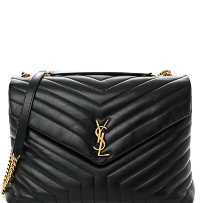 Saint Laurent Calfskin Y Quilted Monogram Large Loulou Chain Satchel Black 8 of 13