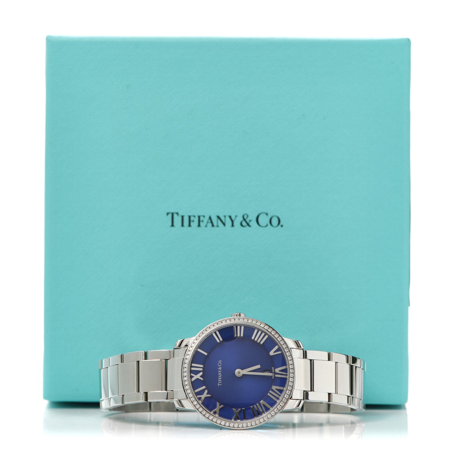 Stainless Steel Diamond Bezel 31mm Atlas 2-Hand Quartz Watch Blue Azure